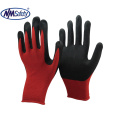 NMSAFETY PPE custom red nylon sandy nitrile mechanic gloves CE EN388 4121X